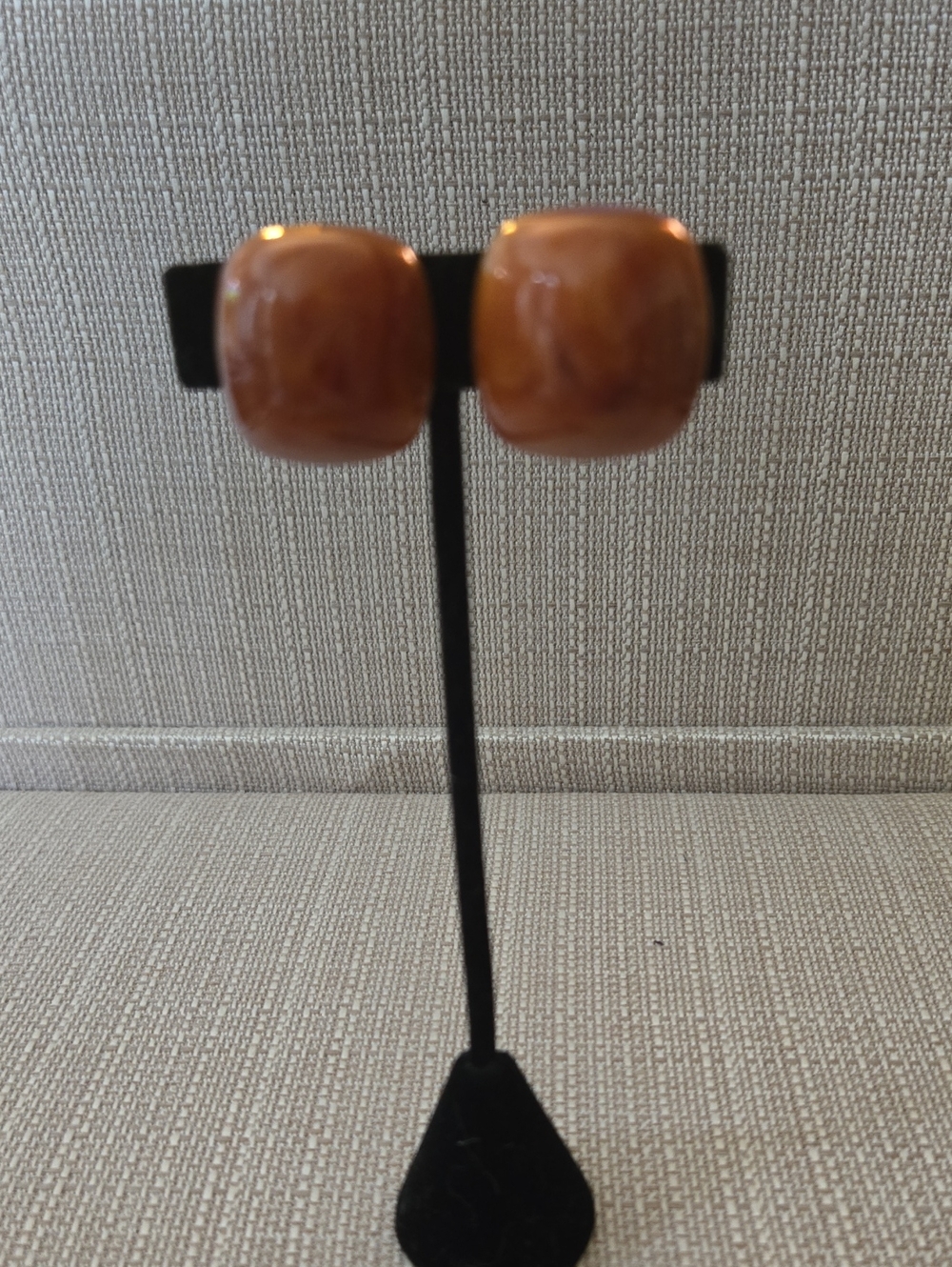 Amber Colored Resin/plastic Clip-on Earrings